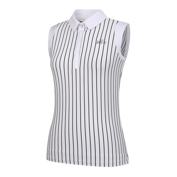 [레노마디오픈] 여성 스트라이프 카라 민소매 티셔츠 RWTSK6192-101