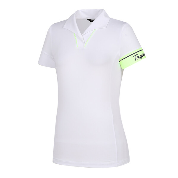 [테일러메이드] 여성 소매 배색 변형 카라 반팔 티셔츠 TWTYL6142-100