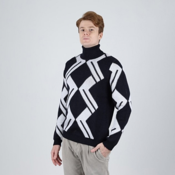 [IKA] IKALOOK 남성 쉐브론 목폴라 울 스웨터 NIT128