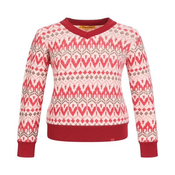 [GSH] 벤제프 여성 브이넥 패턴 스웨터 Red BN5QWSP705