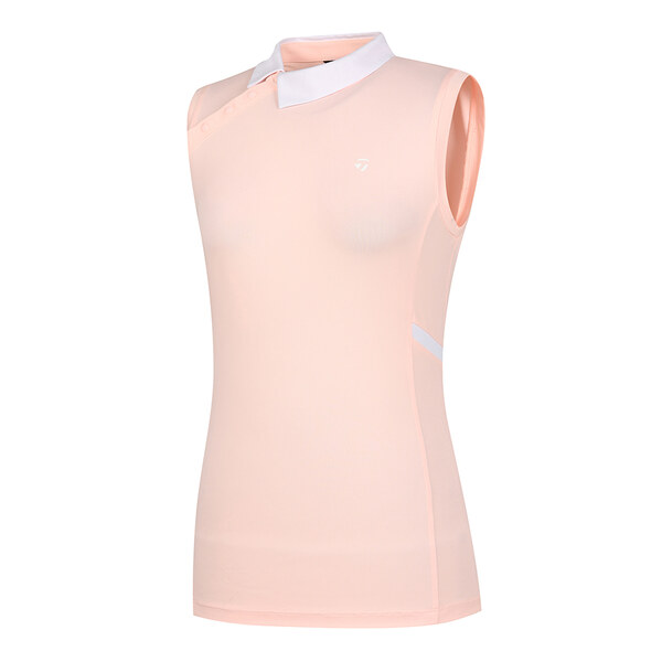 [테일러메이드] 여성 등판 트임 배색 변형 카라 민소매 티셔츠 TWTYL6343-403