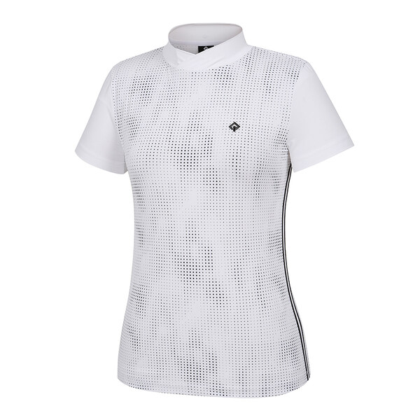 [레노마골프] 여성 패턴 하이넥 반팔 티셔츠 RWTHK6168-101