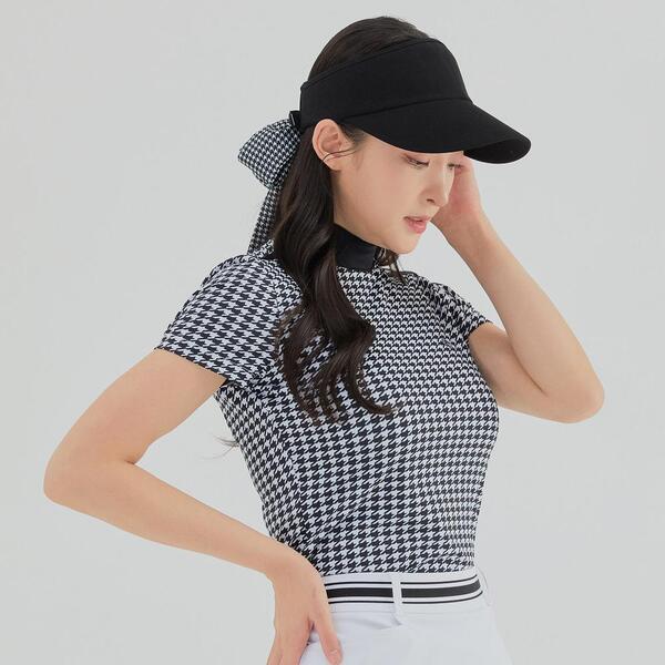 [레노마골프] 여성 지도리 패턴 어깨 테잎 하이넥 반팔 티셔츠 RWTHL6152-199